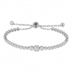 White Gold Illusion Set Diamond Line Bracelet